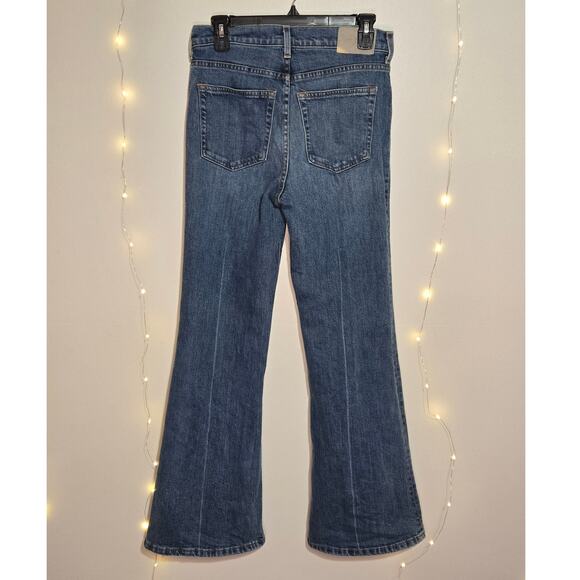 EVERLANE The High-Rise Flare Size 26 Regular Bright Indigo Blue Stretch Stretchy - Picture 3 of 16